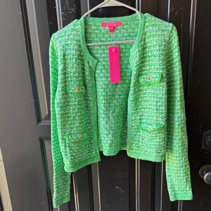 Lilly Pulitzer Green Tweed Cardigan